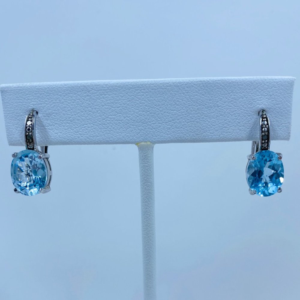 Sterling And Blue Topaz Pierced Earrings